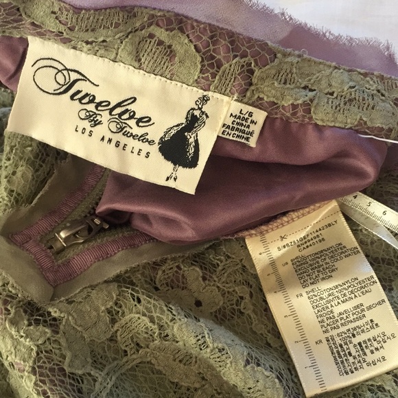 F21 COLLECTION NY SAGE LACE MINI SKIRT L M - Picture 6 of 16